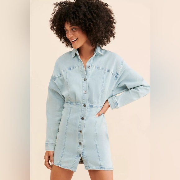 Free People Amber Denim Dress size Medium - Picture 1 of 11